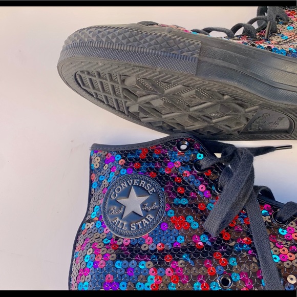 CONVERSE HIGH TOP BLACK SEQUIN - Picture 6 of 8
